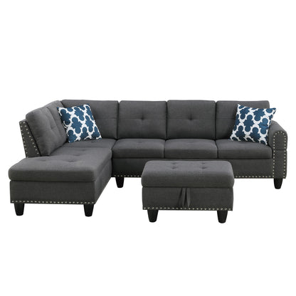 Alger - 98" Wide Left Hand Facing Sofa & Chaise With Ottoman