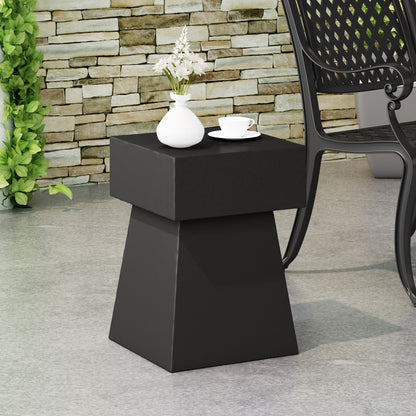 Outdoor Side Table, Patio End Table - Black