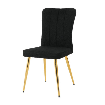 Modern Teddy Wool Dining Chair With Plated Metal Legs Upholstered Fabric Side Chair (Set of 4) - Black