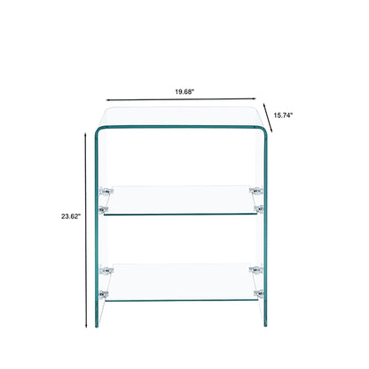 Tempered Clear Bent Glass Side Table Sofa Table, Multi Purpose Use, Premium Tempered Glass - Transparent