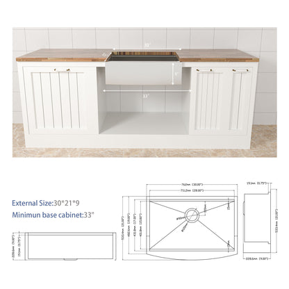 Classic Ceramic Farmhouse Sink Workstation Single Bowl With Durable Finish