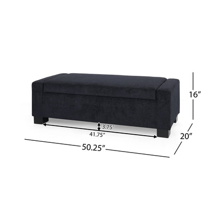 Textured Fabric Ottoman Bench With Hinged Lid