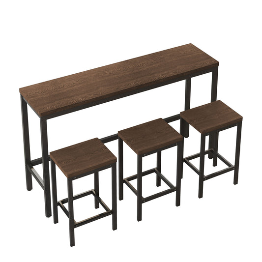Modern Design Long Dining Table Set With 3 Stools
