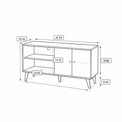 Amidon - TV Stand, With 2 Storage Shelves And 1 Cabinet