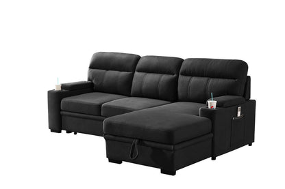 Kaden - Sleeper Sectional Sofa Chaise With Storage Arms And Cupholder