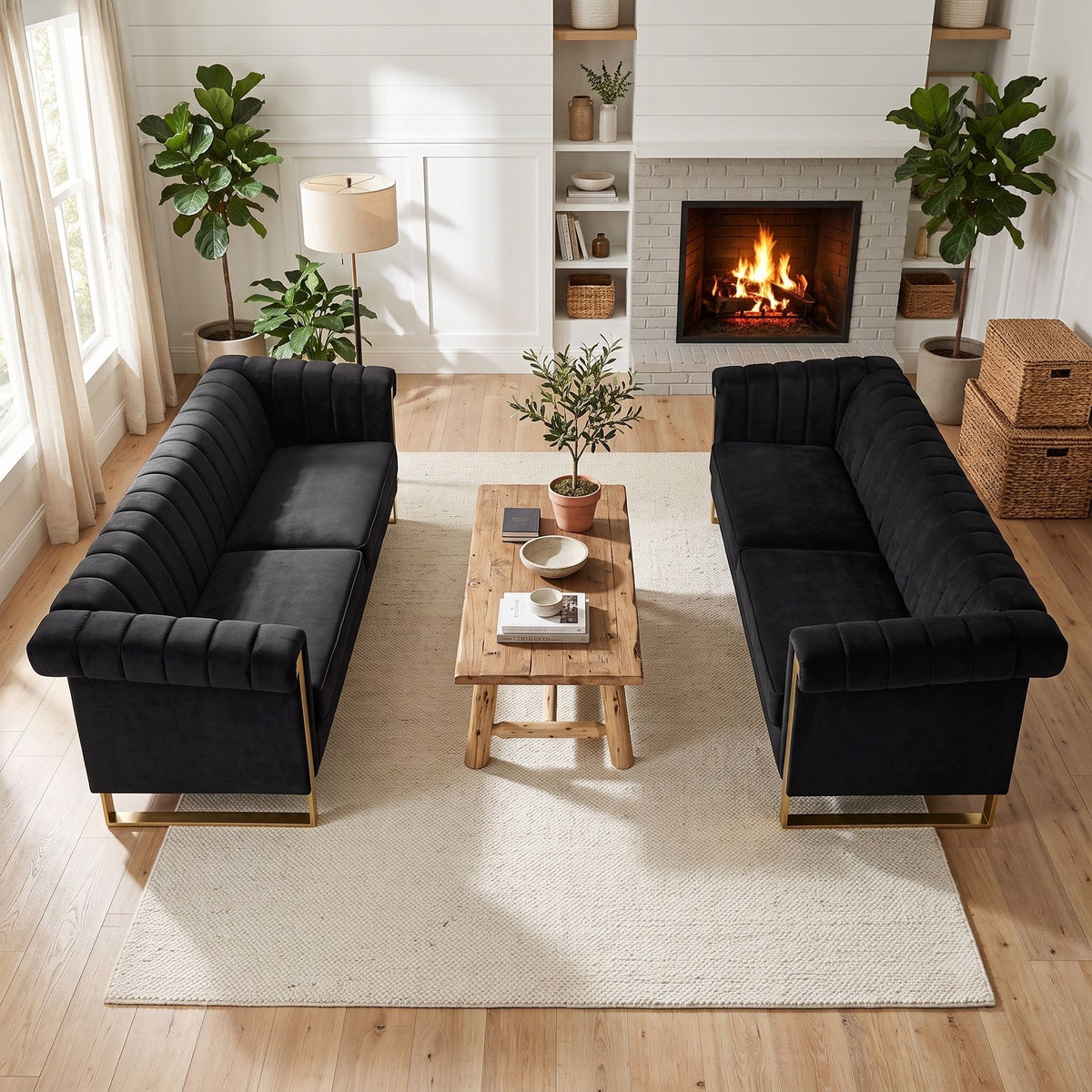 2 Piece Sofa Set With Tufted Back And Deep Seating