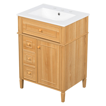 Bathroom Vanity With Sink, Cabinet With Flip Out Drawer, 2 Soft Close Drawers, 1 Soft Close Door - Wood