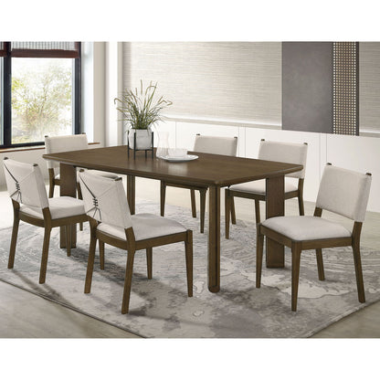 Crispin - 7 Piece Rectangular Dining Table Set With Upholstered Chairs - Brown