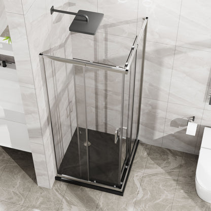 Corner Sliding Shower Door & Base Combo No Drain Kit