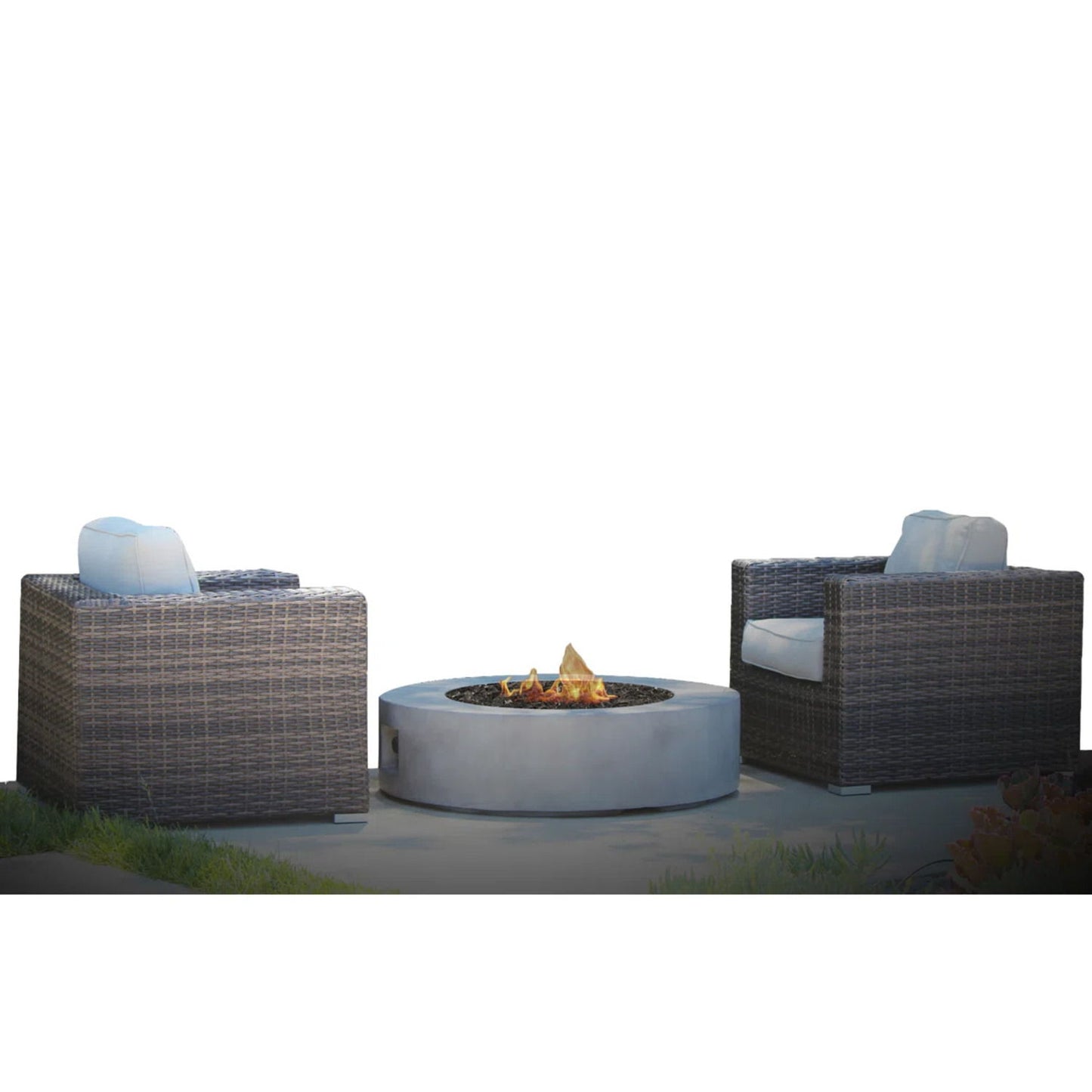 Patio Conversation Set For 2 With Cushions And Fire Pit - Brown