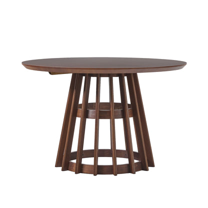 Round Dining Table With Pedestal Base - Brown