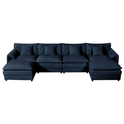 Modern Comfy Deep Seat Modular Sectional Sofa Cloud Couch With Ottoman