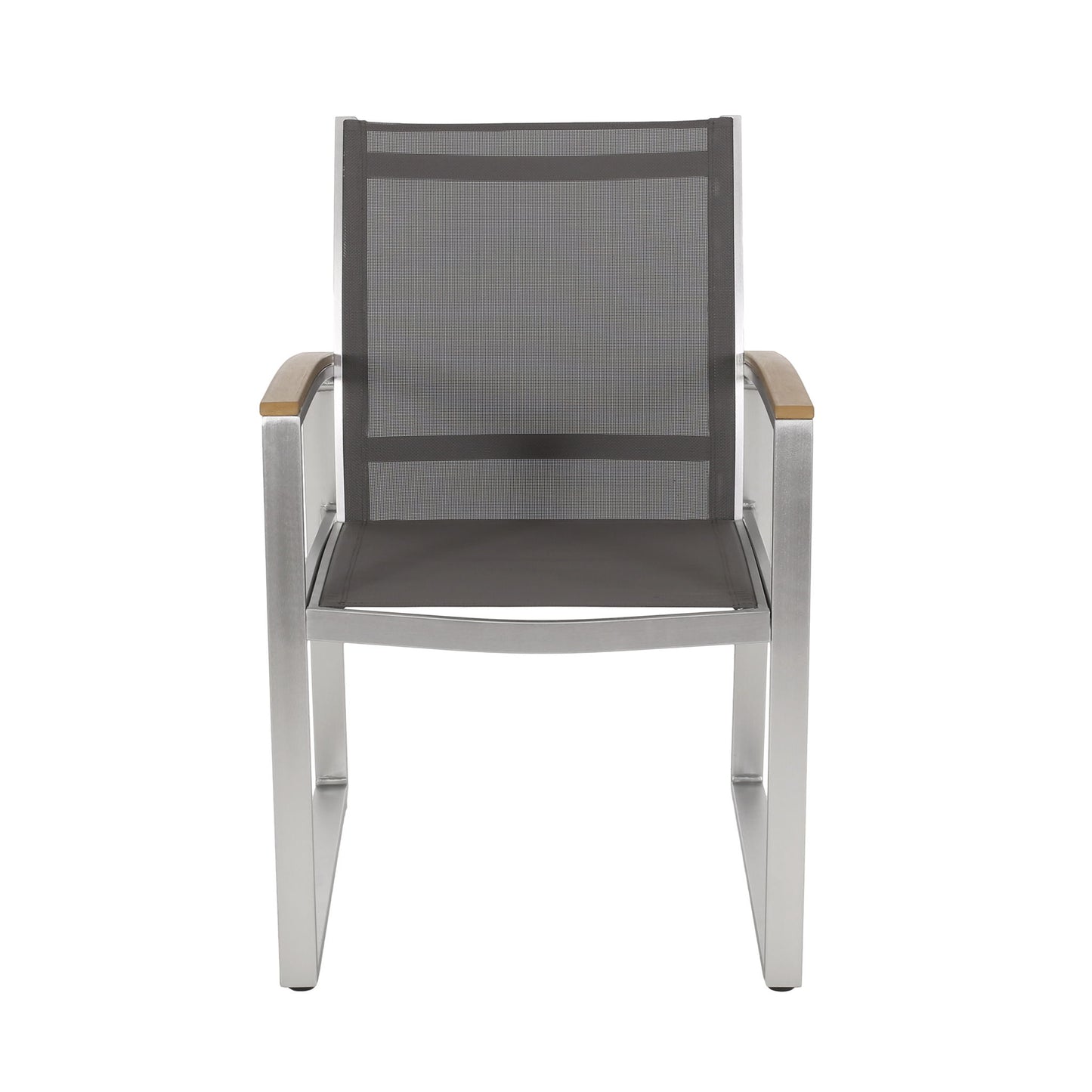 Poetic - Outdoor Dining Chair With Faux Wood Arms And Aluminum Frame (Set of 2) - Gray
