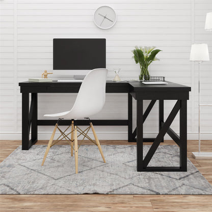 Crestwood - Lift Top L Desk - Black