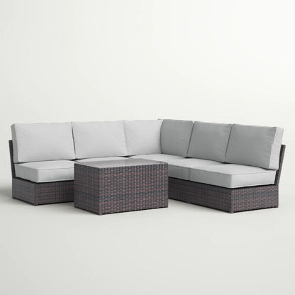 Modular 4 Person Outdoor Seating Group With Cushions - Espresso