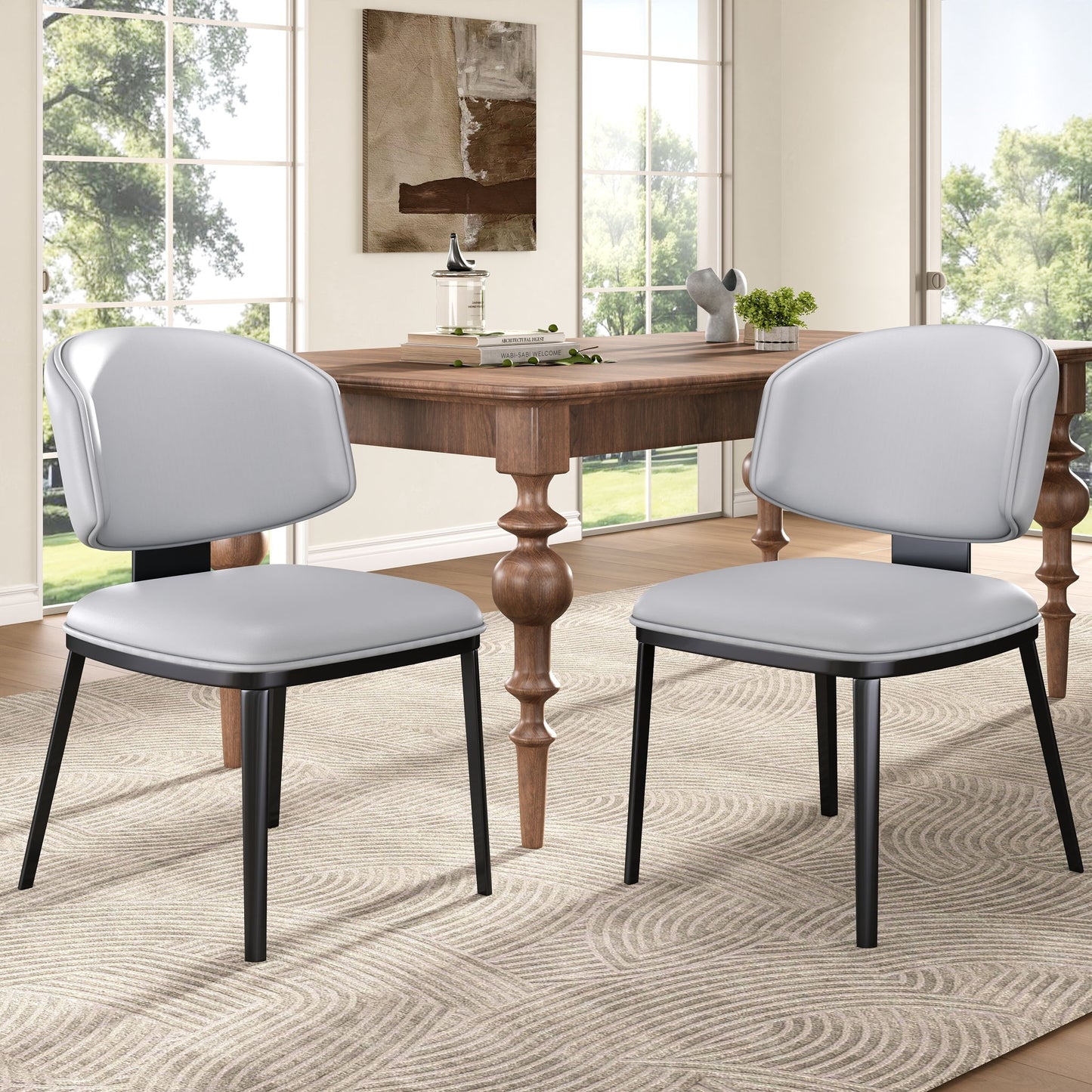 Modern Upholstered Dining Chairs (Set of 2)