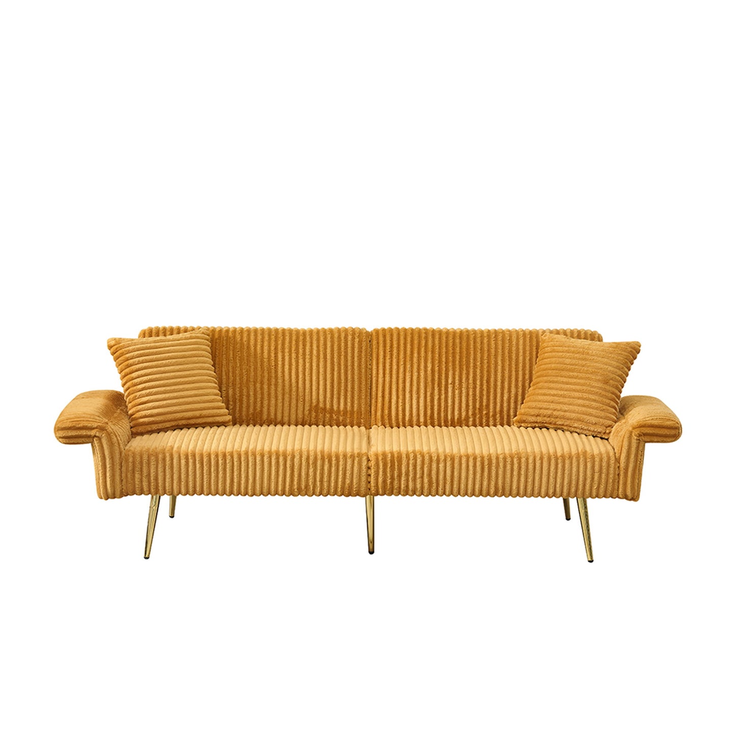 Luxury Corduroy Foldable Double Sofa Bed With Folding Armrests