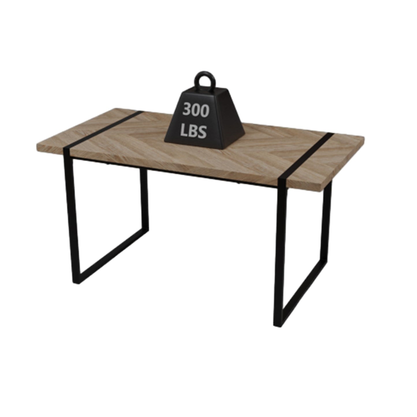 Modern Industrial Dining Table 59" Rectangular Light Wood With Metal Legs For 4 - 6 People - Natural Wood