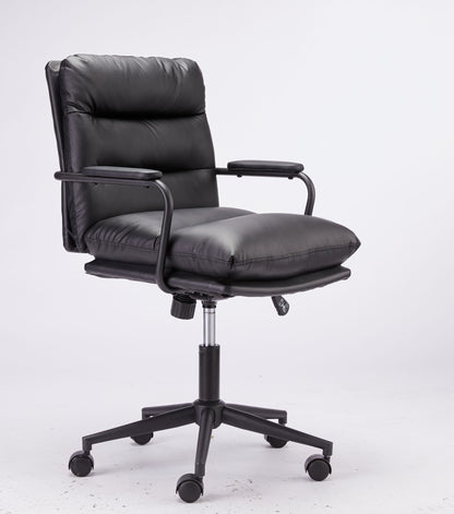 Office Chair Mid Back Desk Chair Modern Excutive Office Chair With Arms And Wheels For Home Office - Black