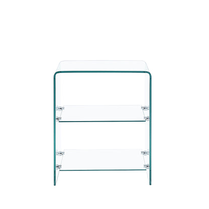 Tempered Clear Bent Glass Side Table Sofa Table, Multi Purpose Use, Premium Tempered Glass - Transparent