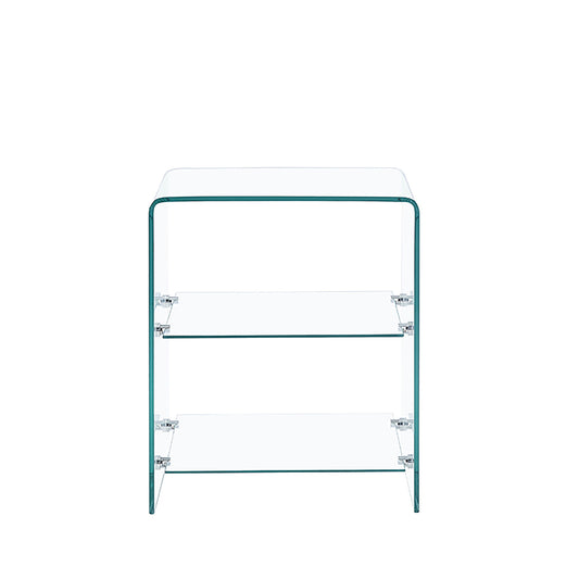 Tempered Clear Bent Glass Side Table Sofa Table, Multi Purpose Use, Premium Tempered Glass - Transparent