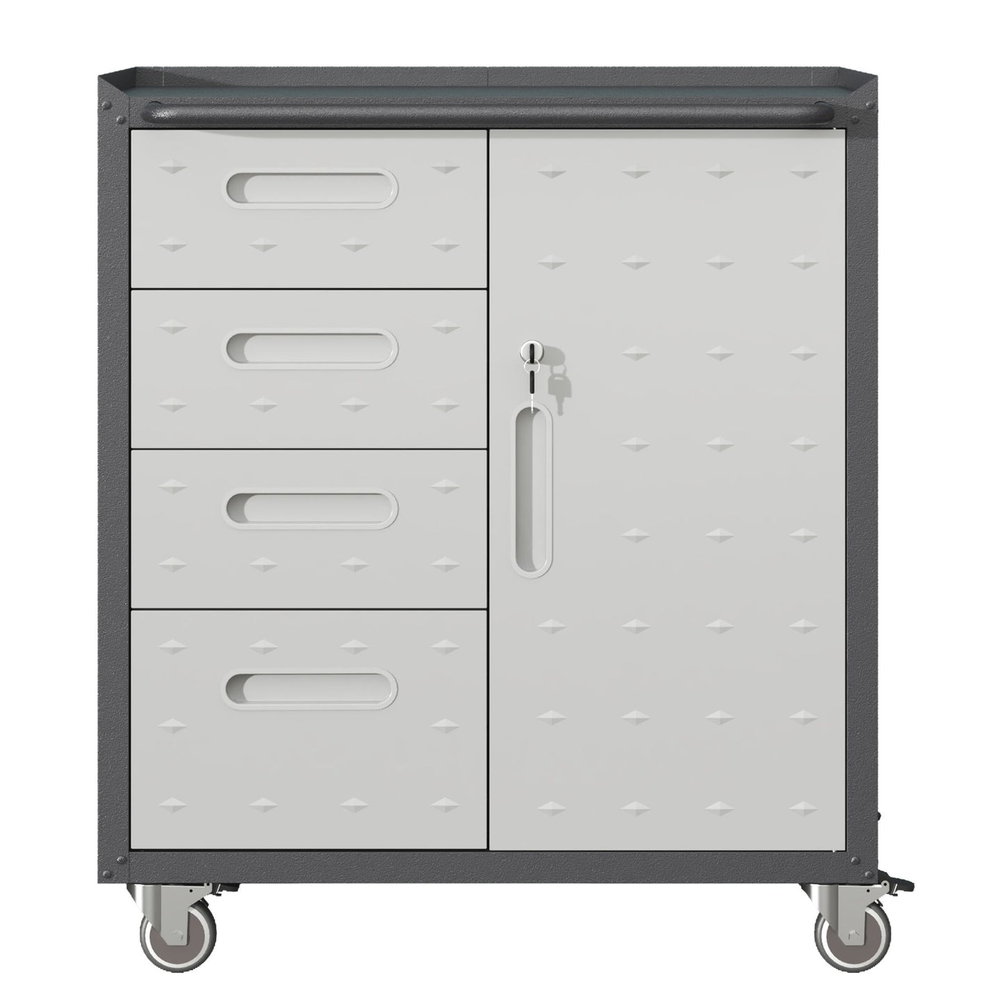 Sturdy Metal Tool Storage Cabinet With Wheels Durable Garage, Office & Home Organizer Steel