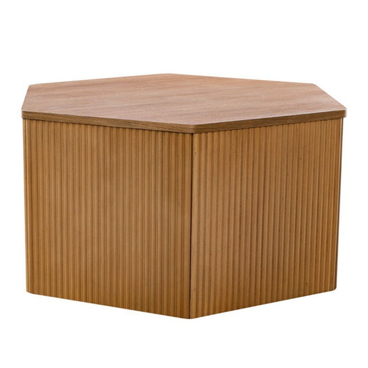 Hexagon Coffee Table With Fluted Design - Natural
