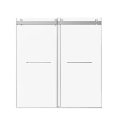 Frameless Double Sliding Soft-Close Shower Door, 3 / 8" (10Mm) Thick SGCC Tempered Glass Door, Matte