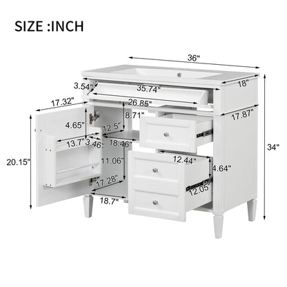 Bathroom Vanity & Top Sink, Modern Bathroom Storage Cabinet With 2 Drawers And A Tip-Out Drawer