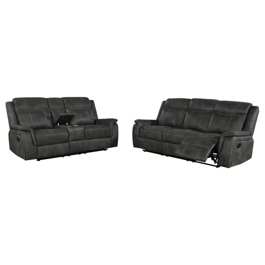 Franklin - 2 Piece Upholstered Reclining Sofa Set - Charcoal