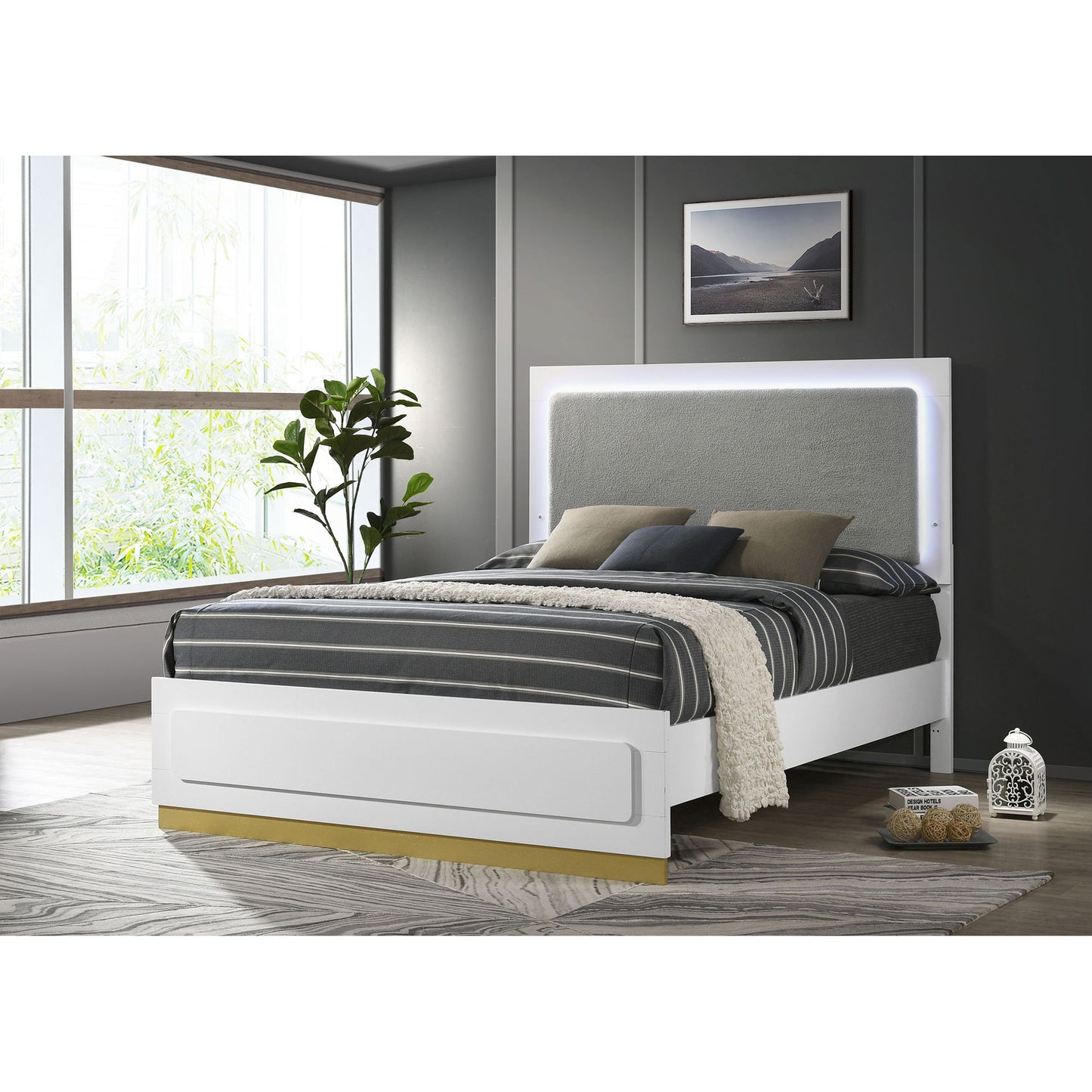 Sophia - Panel Bed With LED Headboard