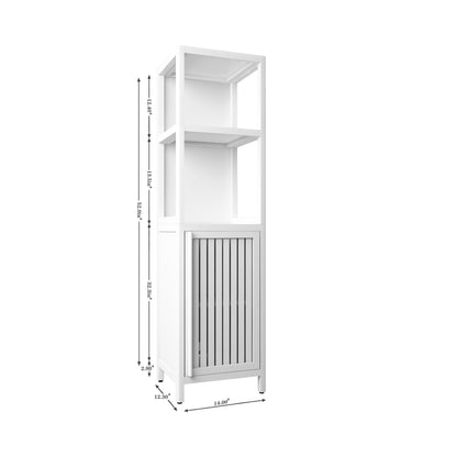 Storage Cabinet With Tall Linen Tower, Multifunctional For Bathroom