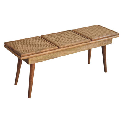 Larissa - Triple Accent Cane Bench - Beige