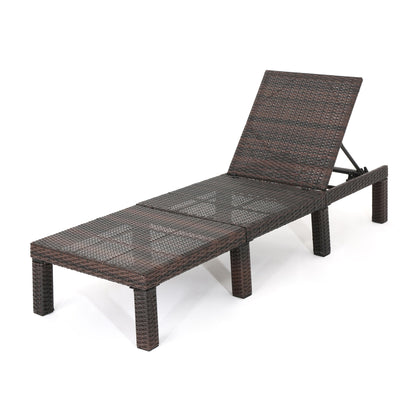 Outdoor Chaise Lounge With Wicker Design And Adjustable Backrest - Brown
