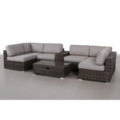 Elegant 4 Person Wicker Patio Seating Set With Cushions And Glass Top Table