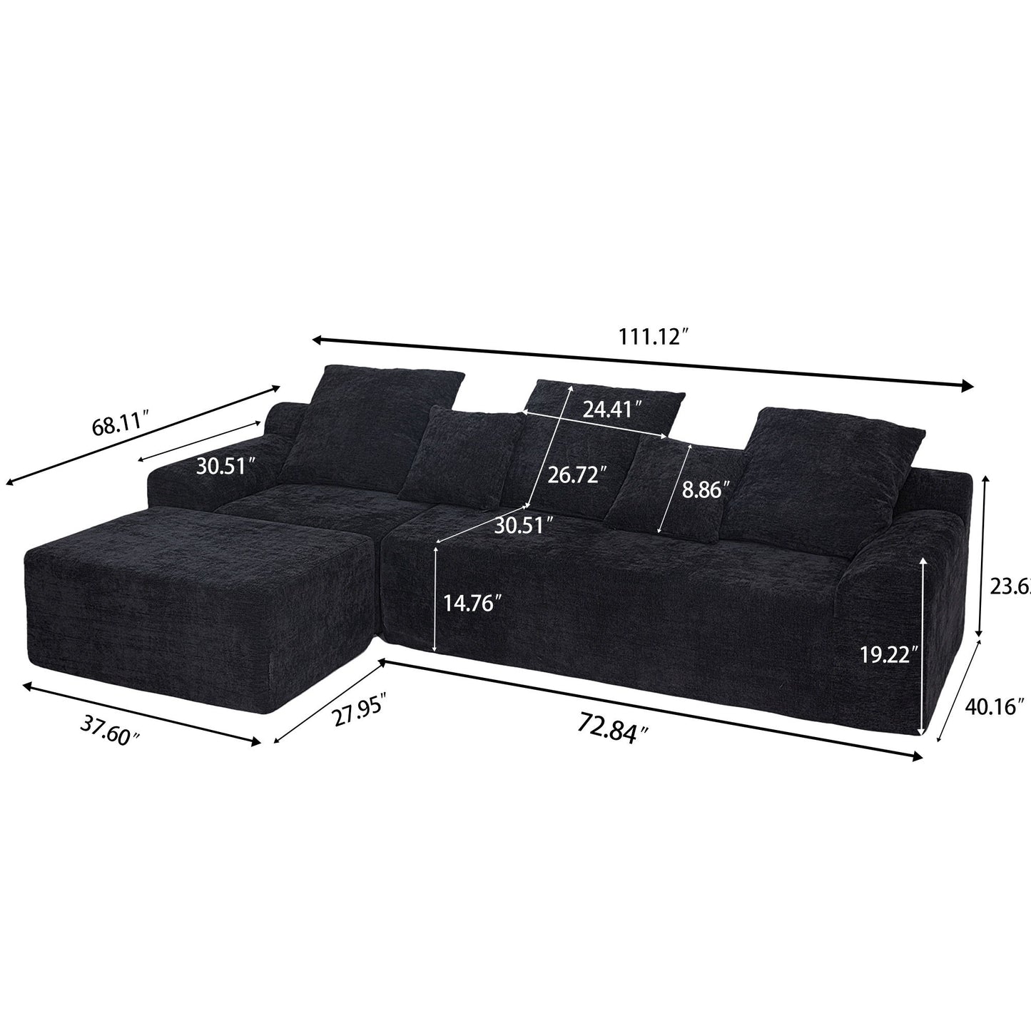 Modern L Shaped Sectional Sofa With Adjustable Configurations