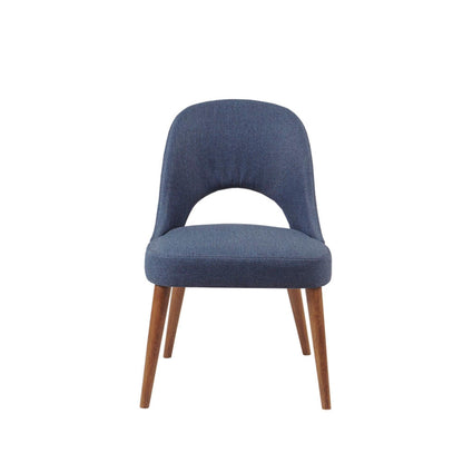 Dining Side Chair Upholstered Textured Fabric (Set of 2) - Navy