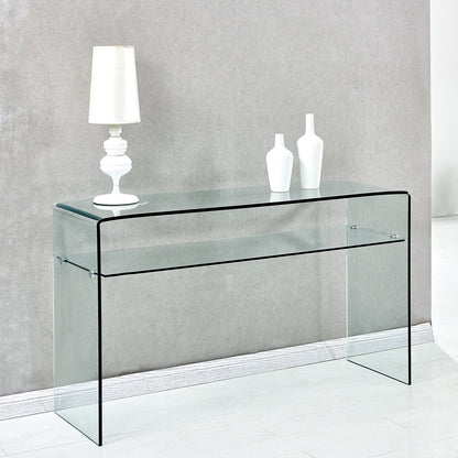 Modern Glass Console Table With Rounded Edges For Versatile Use Tempered Glass - Clear