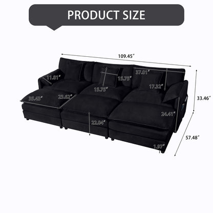 Modern Comfy Deep Seat Modular Sectional Sofa Cloud Couch With Ottoman