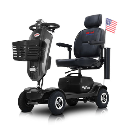 Max Plus - 4 Wheels Outdoor Compact Mobility Scooter With 2 Pieces X 20Ah Lead Acid Battery, 16 Miles, Cup Holders & USB Charger Port