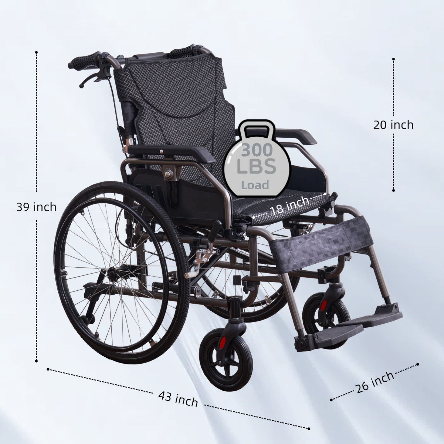 Premium Foldable Transport Wheelchair For Adults