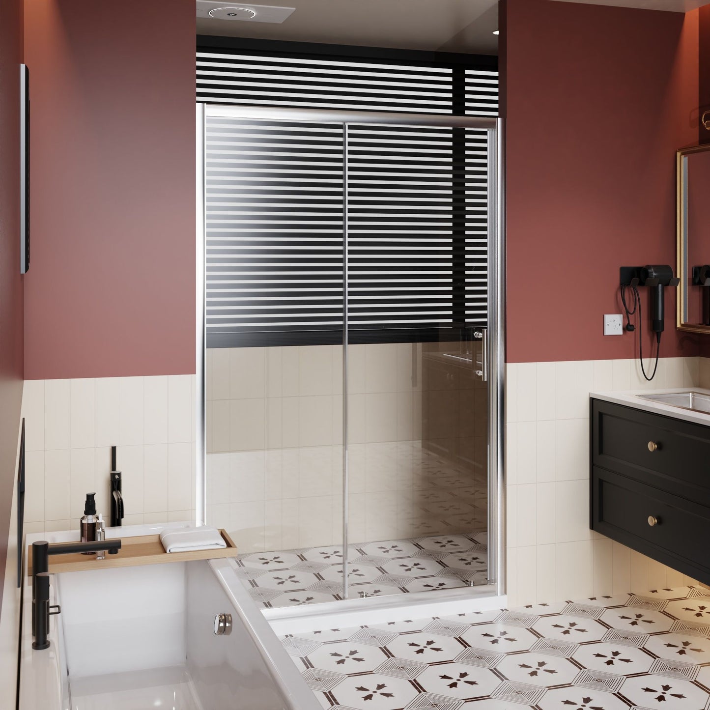 Single Sliding Shower Door With Handle - Chrome