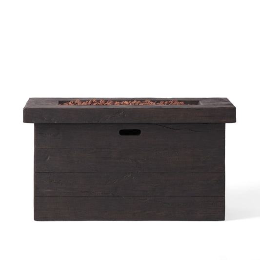 Custer - Rectangular Fire Pit 50, 000 Btu Magnesium Oxide - Brown