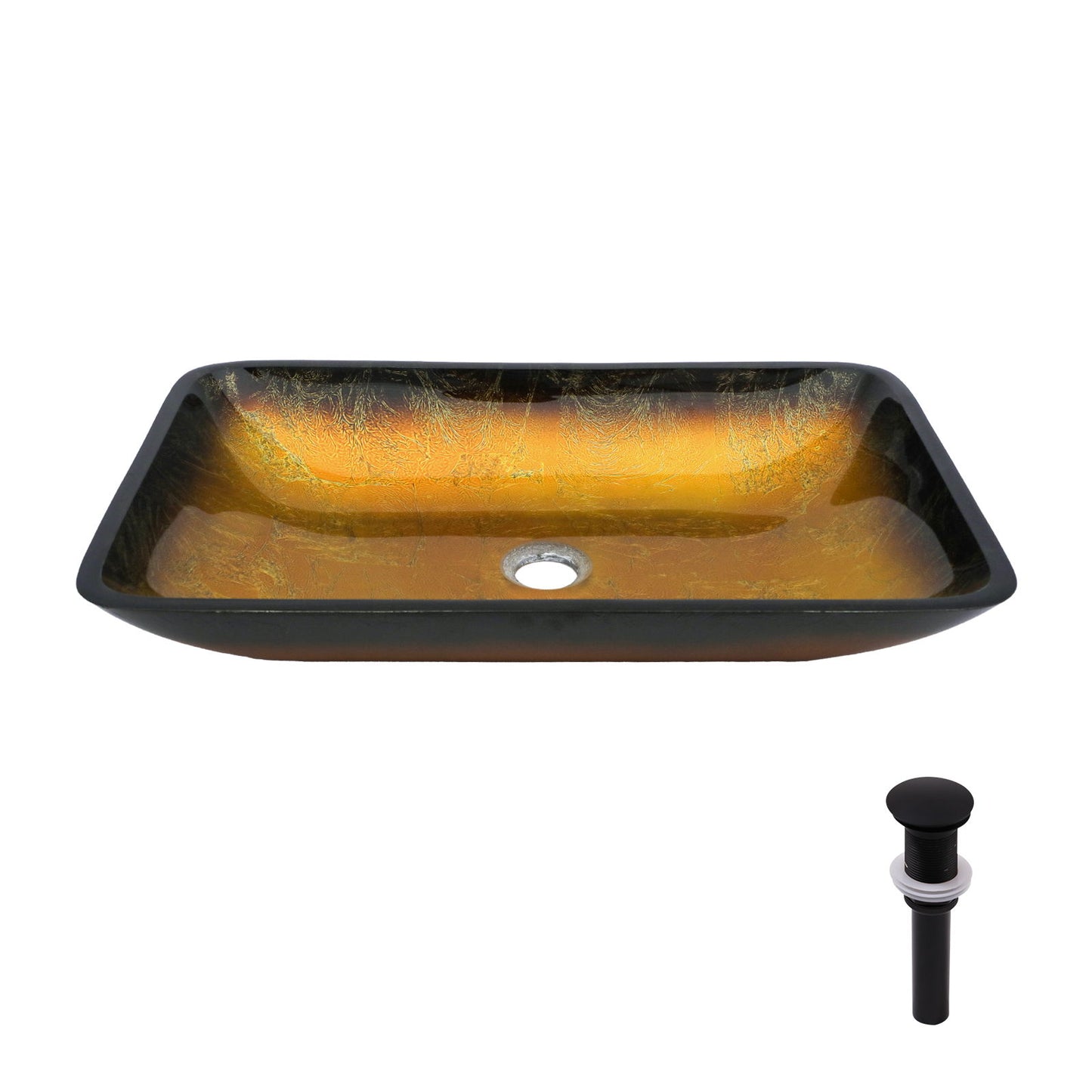 Gradient Tempered Glass Vessel Sink With Pop-Up Drain