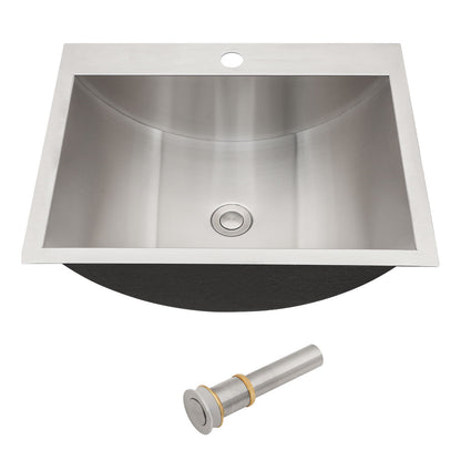 21 X 17" Drop In Bathroom Sink With Pop Up Drain, Stainless Steel Su304, Durable & Rust Resistant, Easy Installation - Brushed Nickel