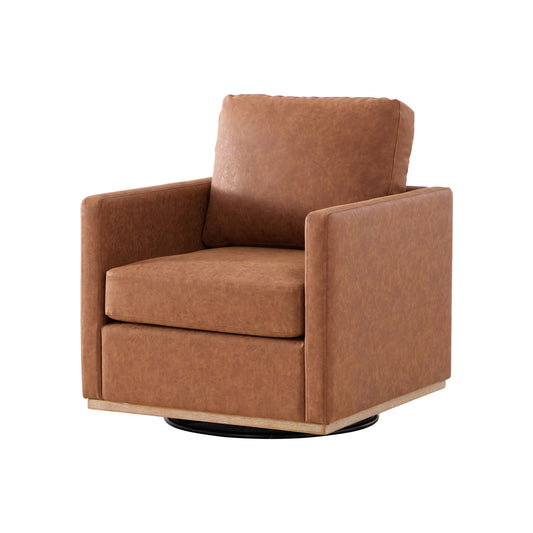 Modern Upholstered Square Swivel Accent Chair With 360 Degree Rotation