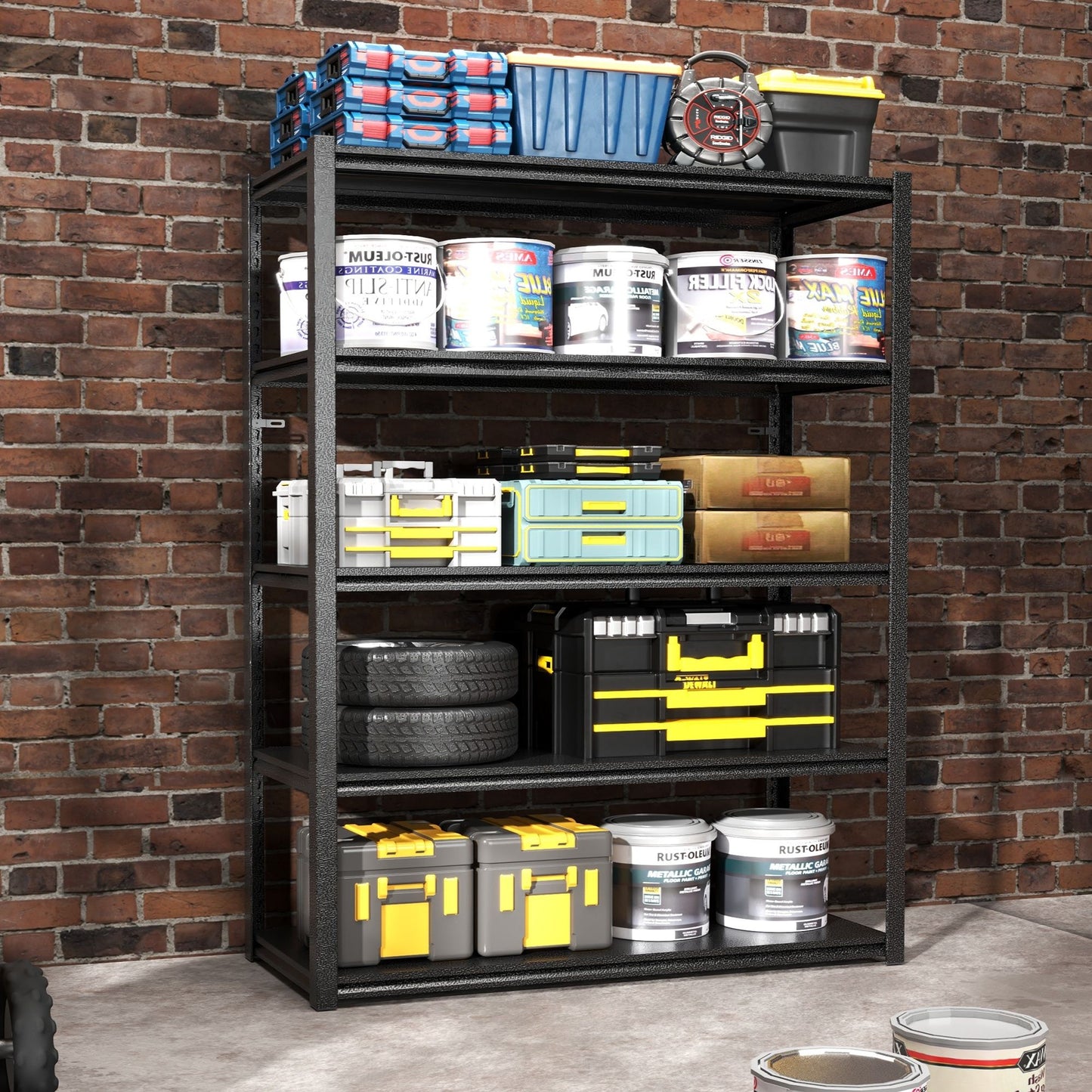 Industrial Heavy Duty Metal Garage Shelving Unit, Adjustable Storage Rack