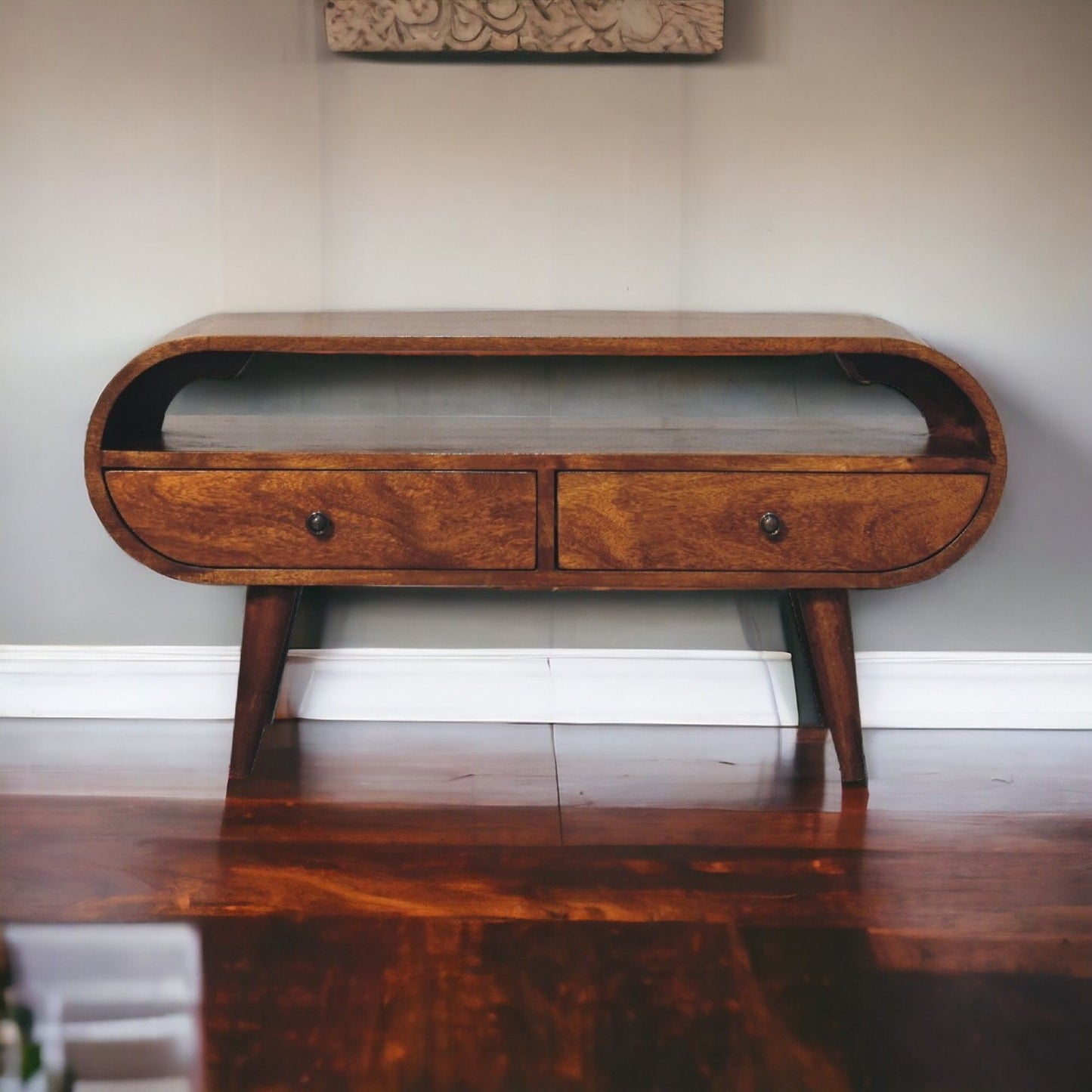 Solid Wood Circular TV Stand