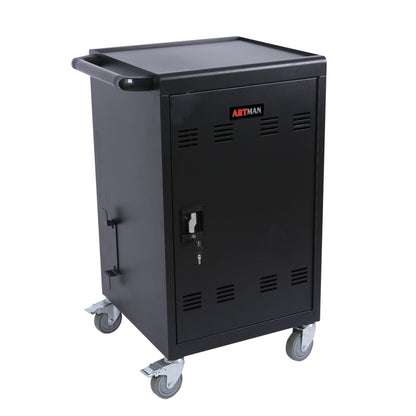 Mobile Charging Cart And Cabinet For Tablets Laptops 32-Device - Matt Black