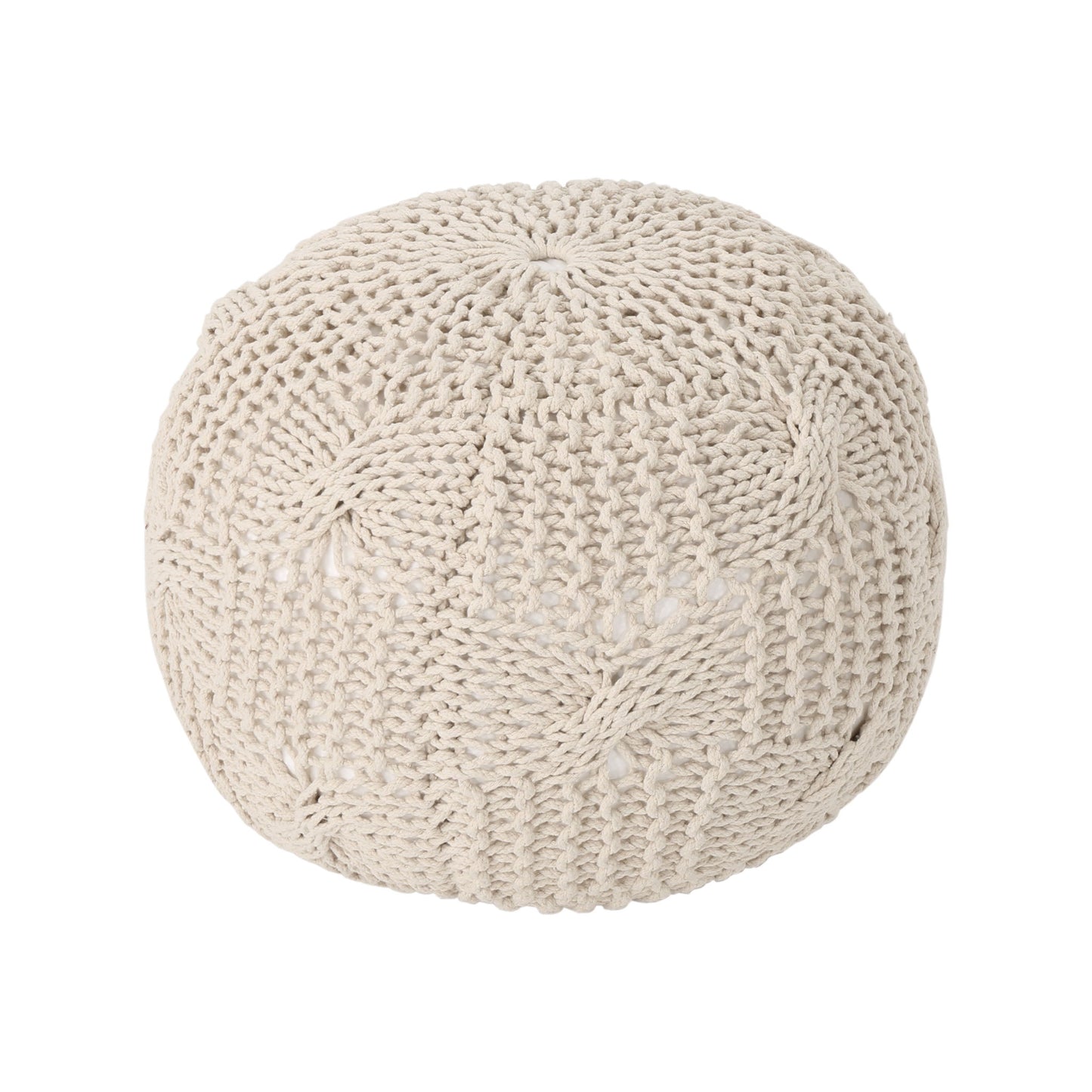 Bordeaux - Knitted Cotton Round Pouf